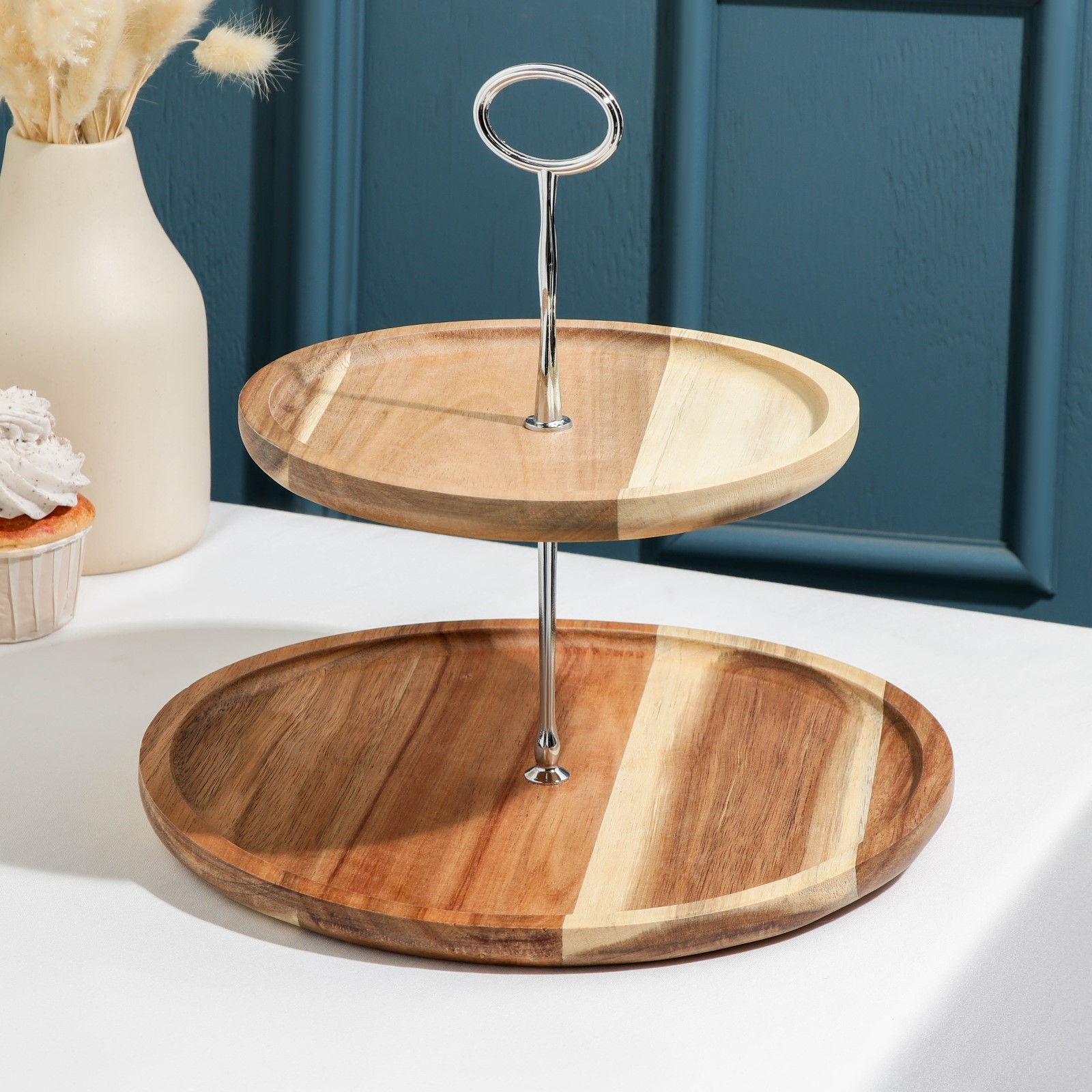 Блюдо для подачи Тропики 2 яруса d 26см, d 21см акация | Уютности